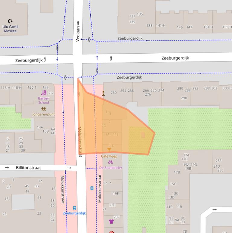 Kaart van postcodegebied 1095AP.