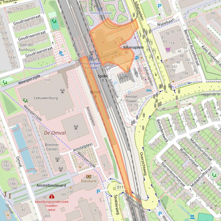 Kaart van postcodegebied 1097JT.