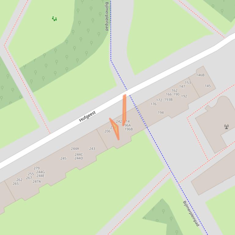 Kaart van postcodegebied 1102EL.