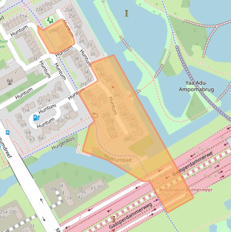 Kaart van postcodegebied 1102JD.