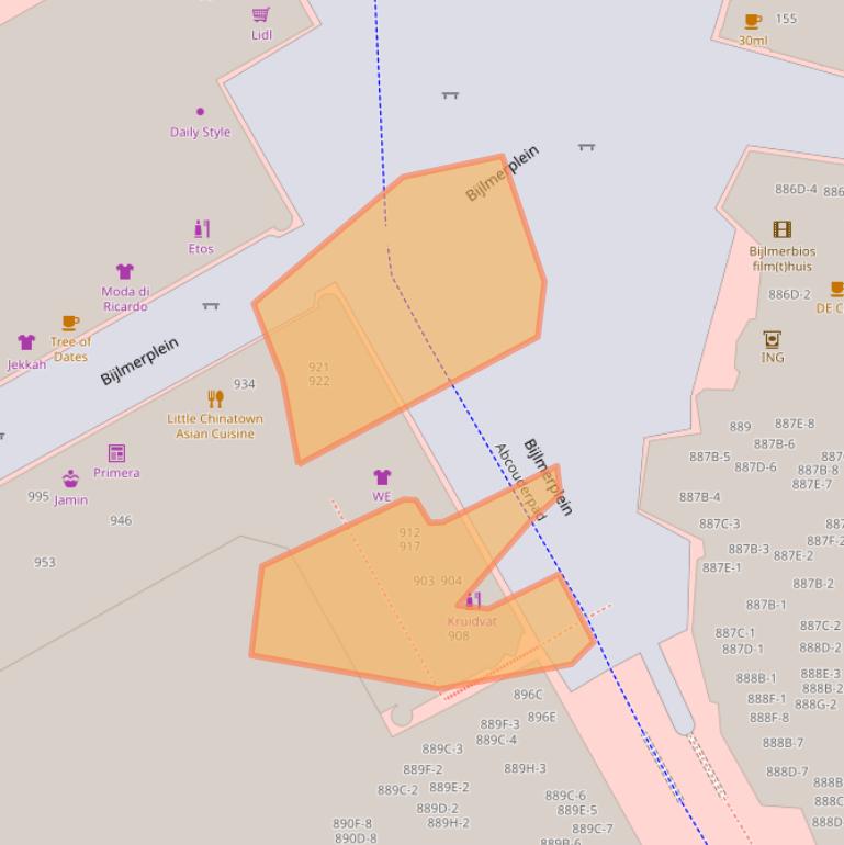 Kaart van postcodegebied 1102MH.