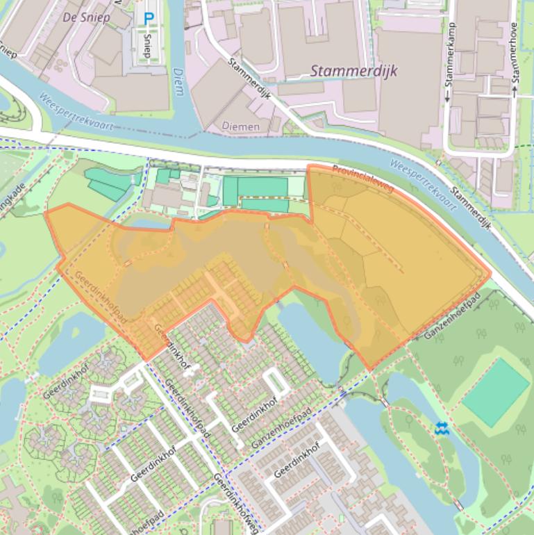 Kaart van postcodegebied 1103RG.