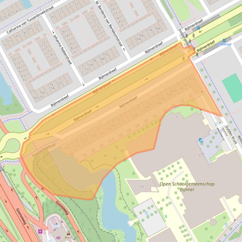 Kaart van postcodegebied 1103TA.