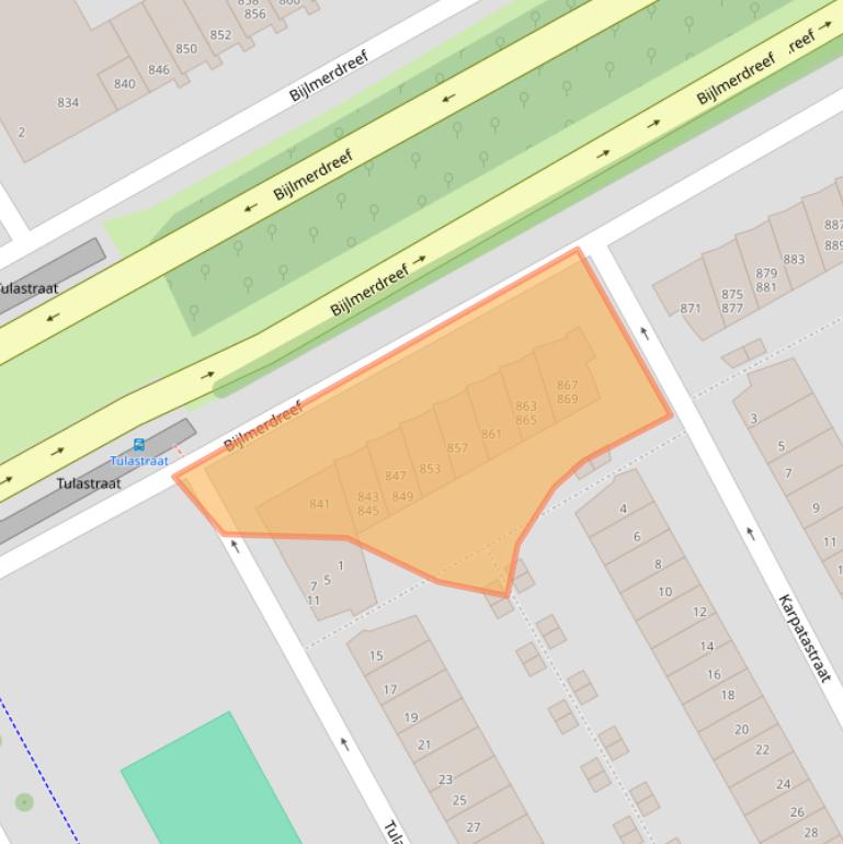 Kaart van postcodegebied 1103TB.