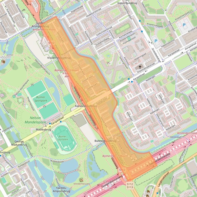Kaart van postcodegebied 1104MM.