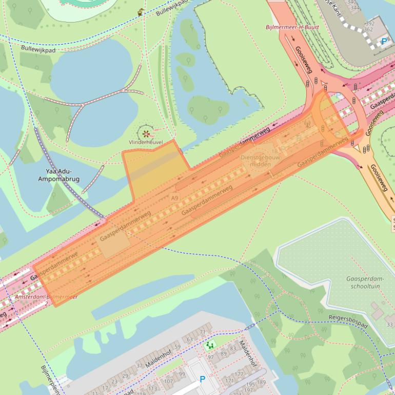 Kaart van postcodegebied 1106GX.