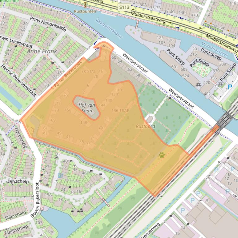 Kaart van postcodegebied 1112JZ.