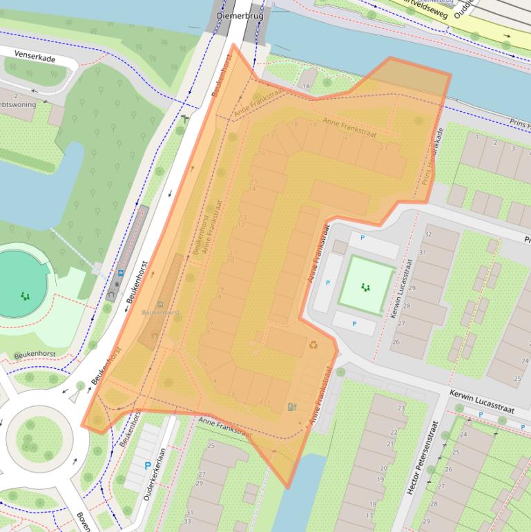Kaart van postcodegebied 1112LL.