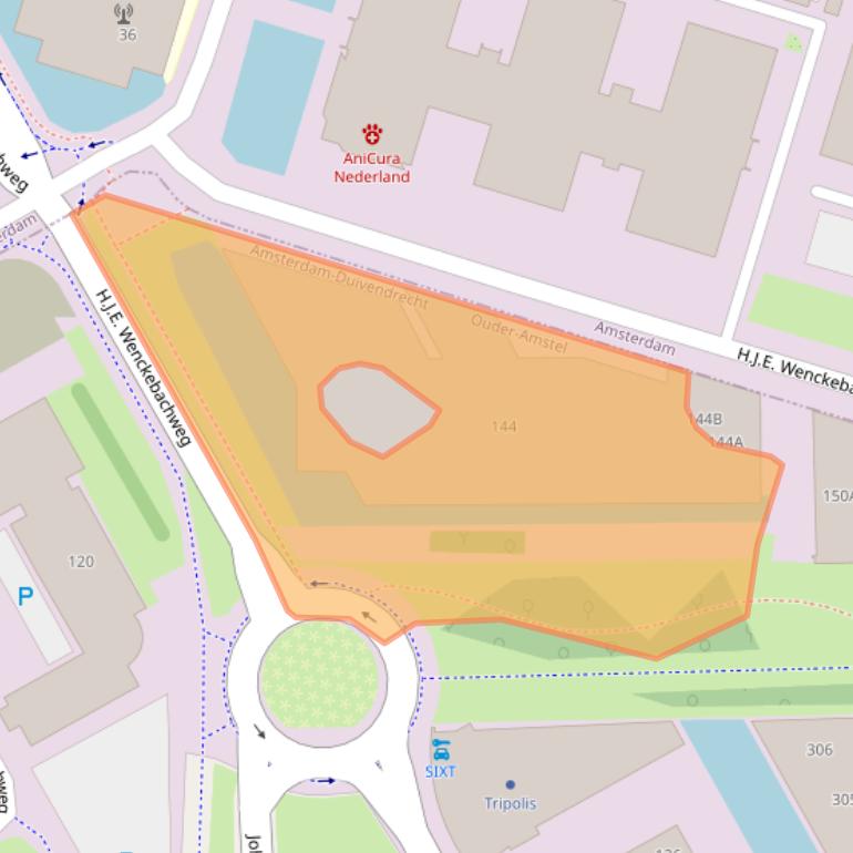 Kaart van postcodegebied 1114AP.