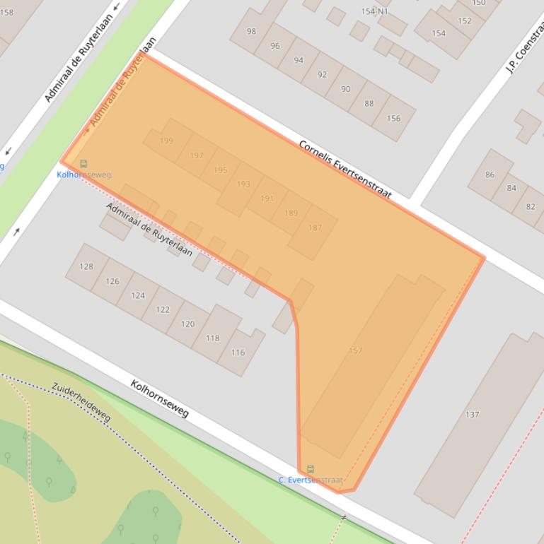 Kaart van postcodegebied 1215LP.