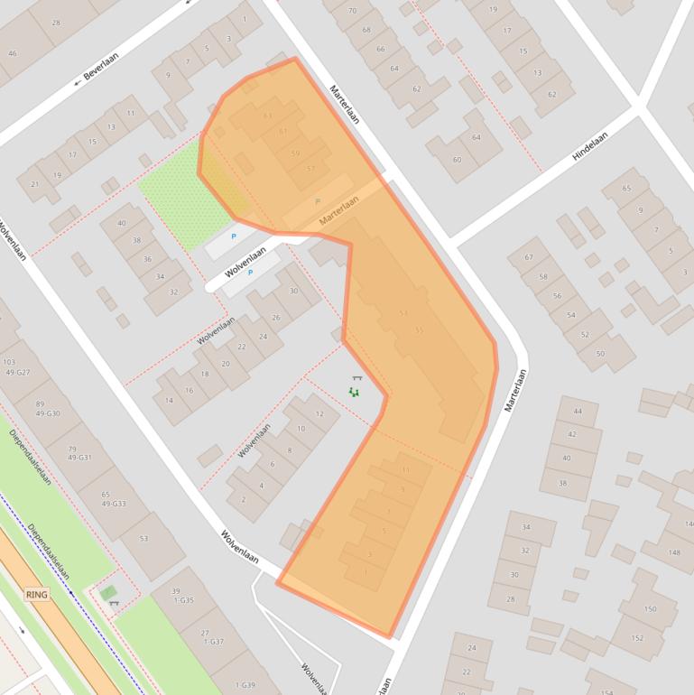 Kaart van postcodegebied 1216EW.