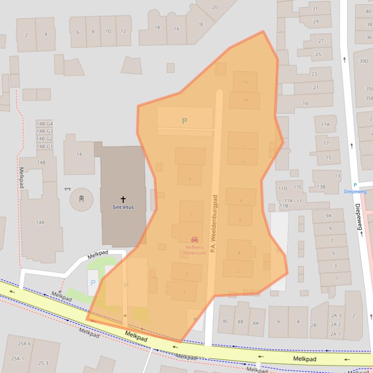 Kaart van postcodegebied 1217MB.
