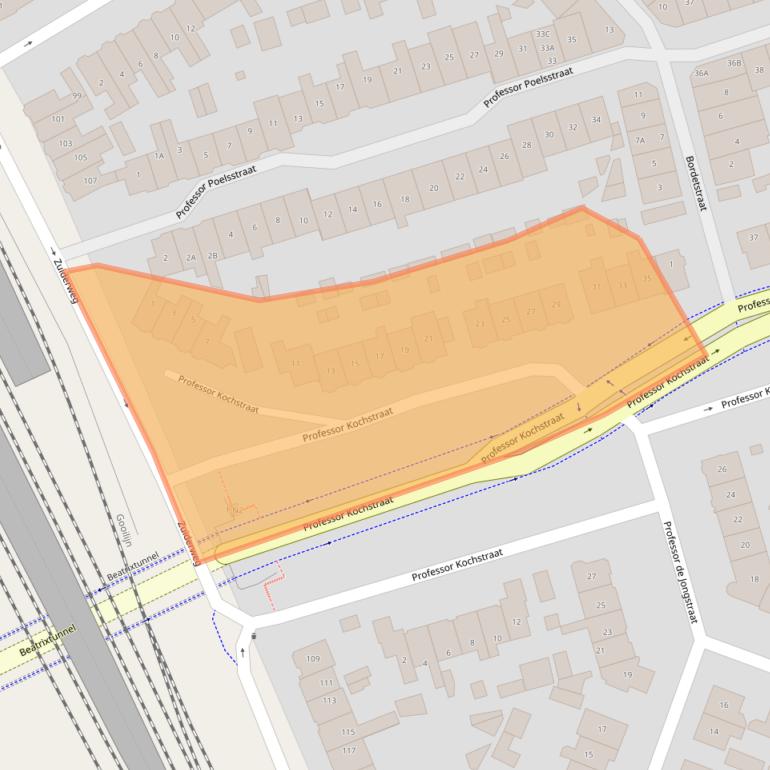 Kaart van postcodegebied 1221KD.