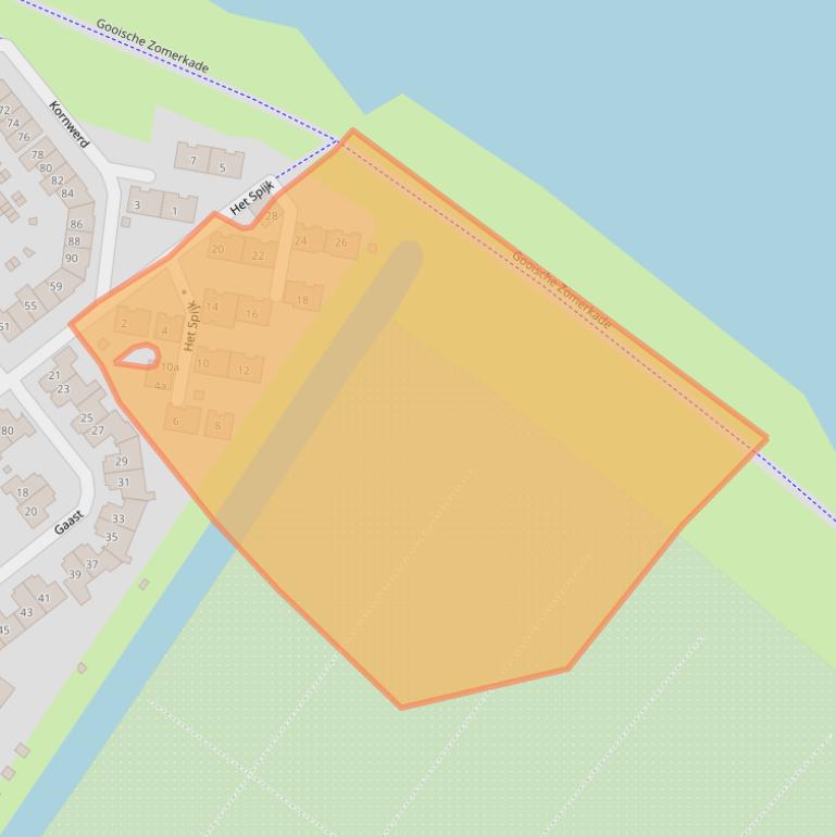 Kaart van postcodegebied 1274AX.