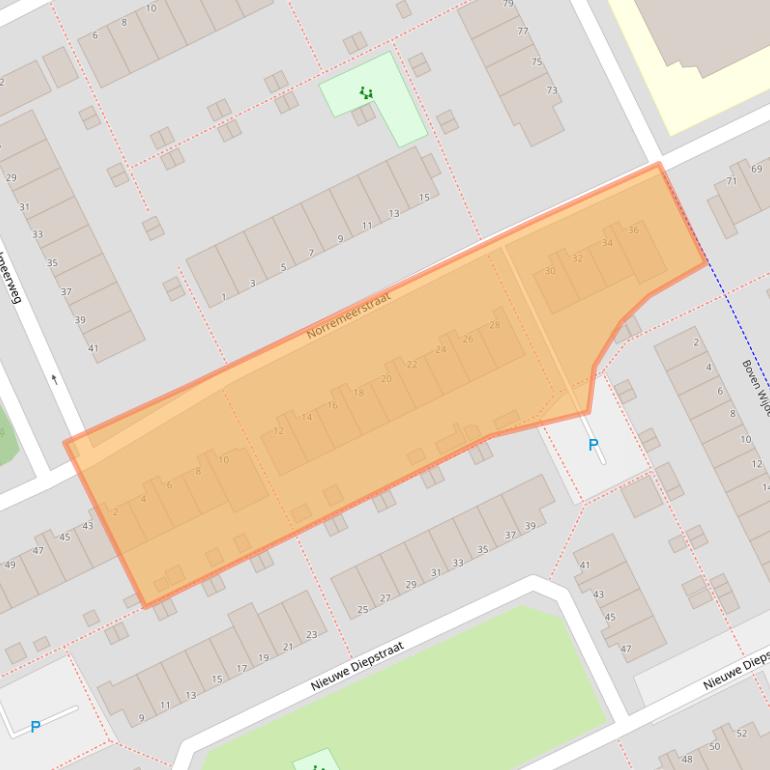 Kaart van postcodegebied 1316JL.