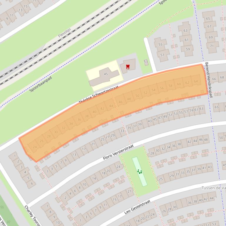 Kaart van postcodegebied 1328CE.