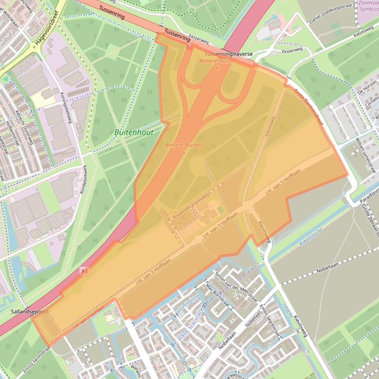Kaart van postcodegebied 1341HZ.