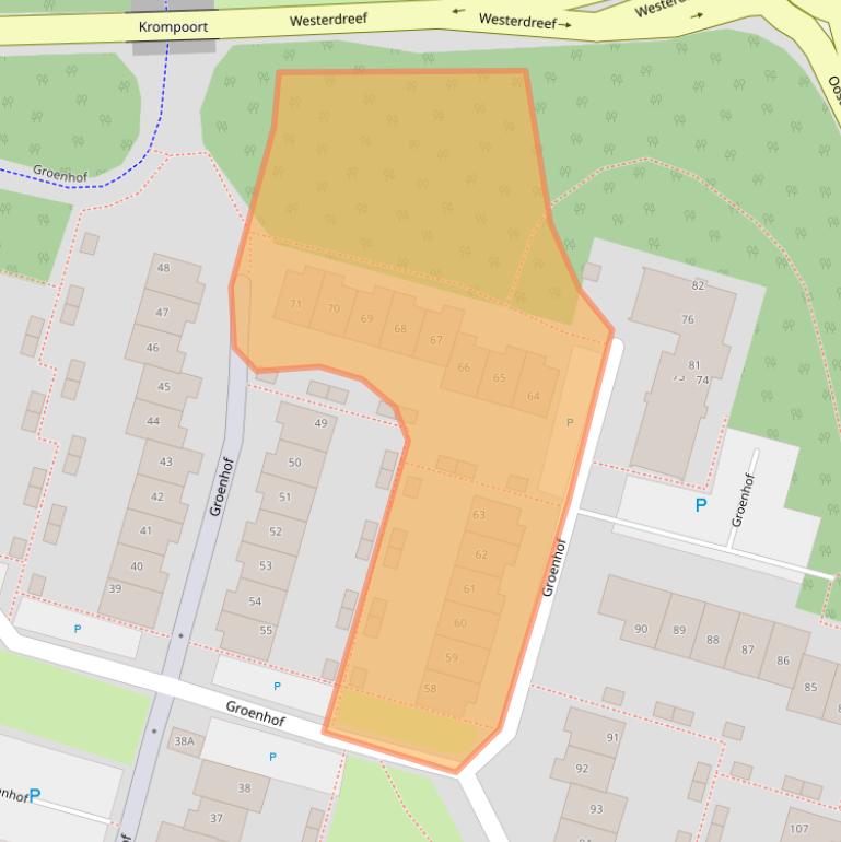 Kaart van postcodegebied 1352AE.