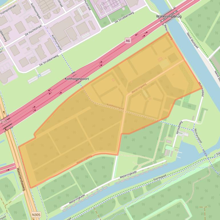 Kaart van postcodegebied 1358AK.