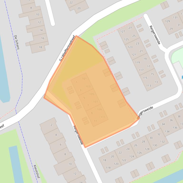 Kaart van postcodegebied 1383KA.