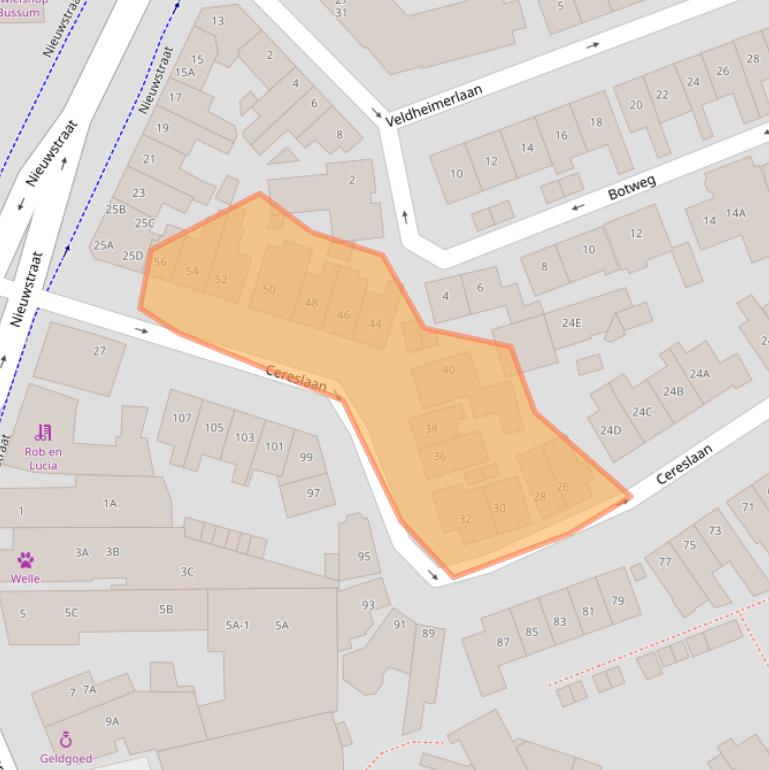 Kaart van postcodegebied 1402LL.