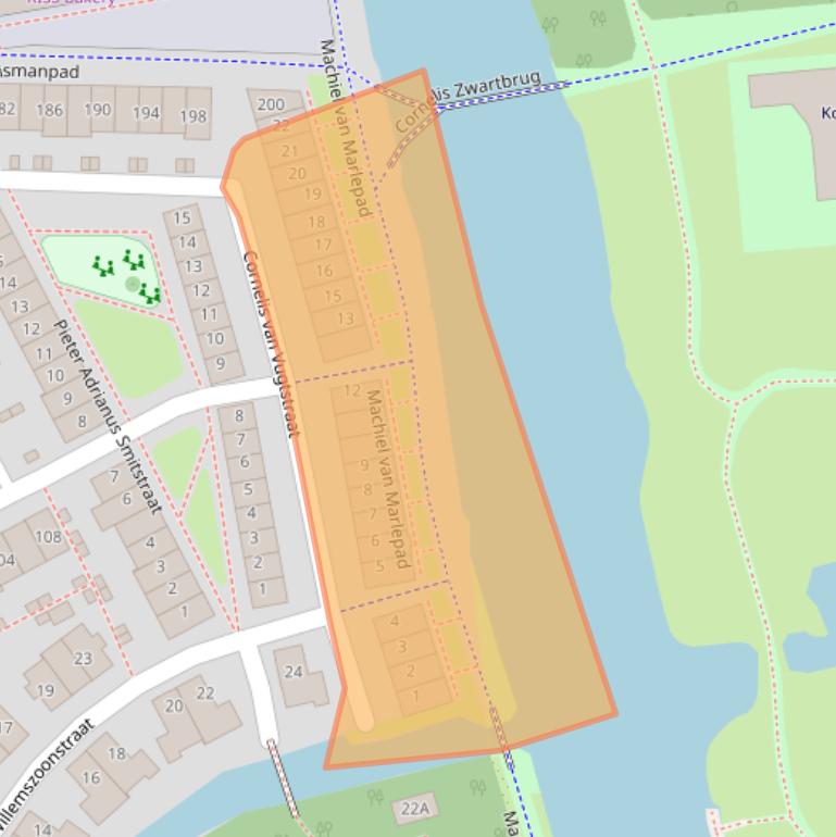 Kaart van postcodegebied 1502EL.