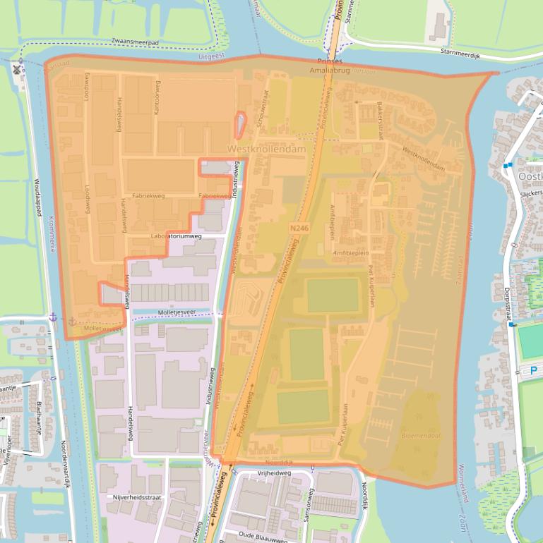 Kaart van postcodegebied 1525.