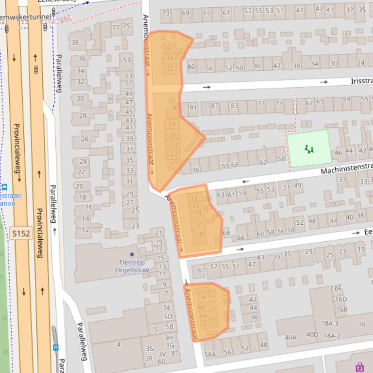 Kaart van postcodegebied 1541AW.