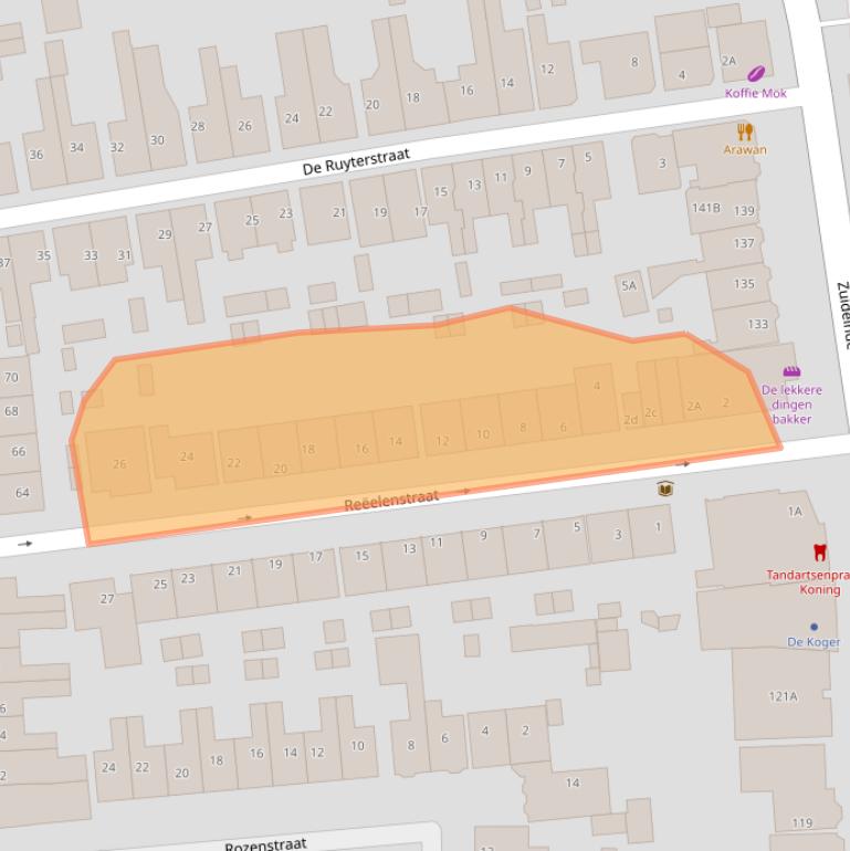 Kaart van postcodegebied 1541CT.