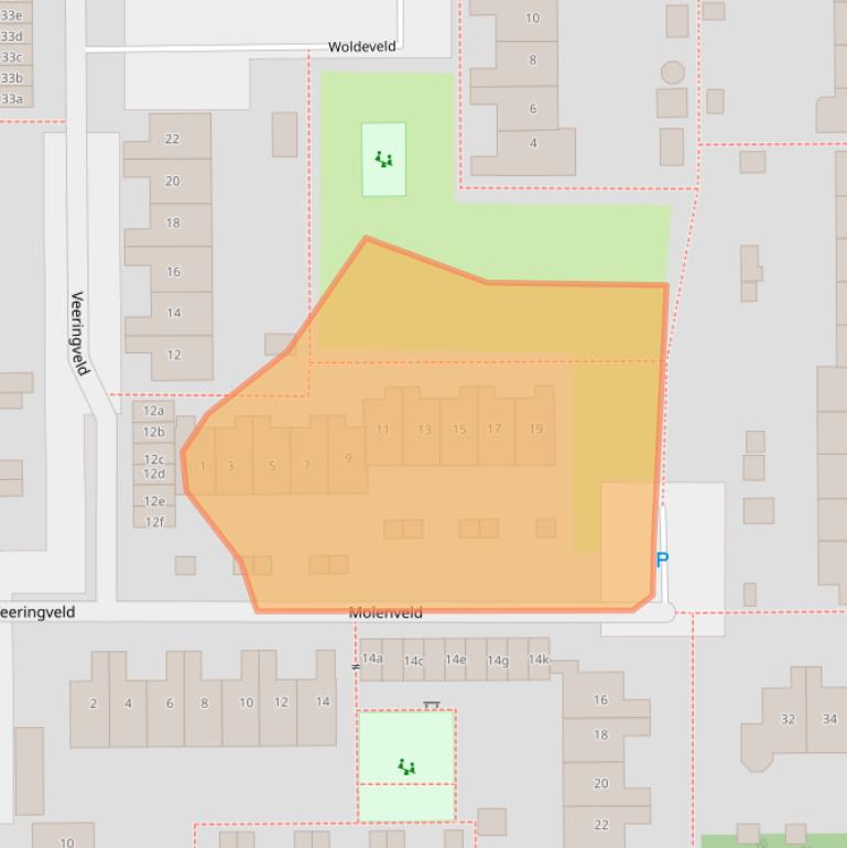 Kaart van postcodegebied 1541SJ.