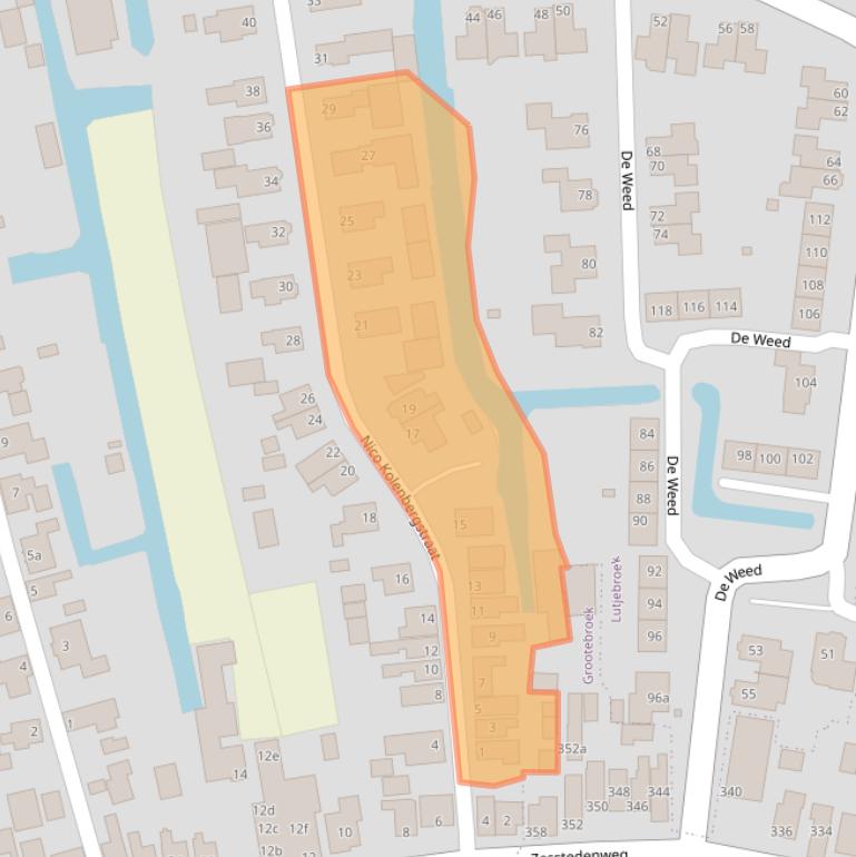 Kaart van postcodegebied 1614KL.