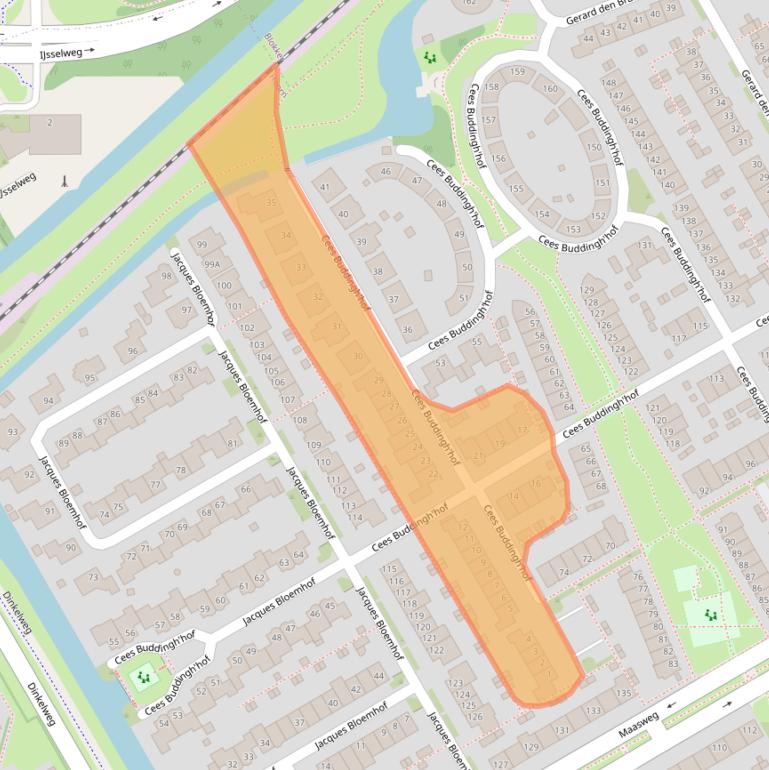 Kaart van postcodegebied 1628WG.