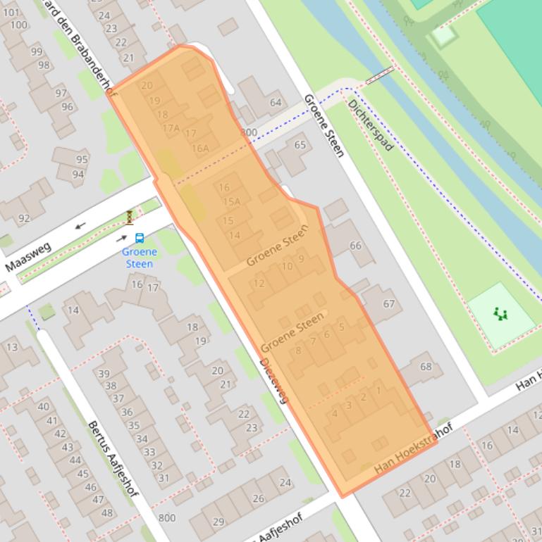 Kaart van postcodegebied 1628WN.