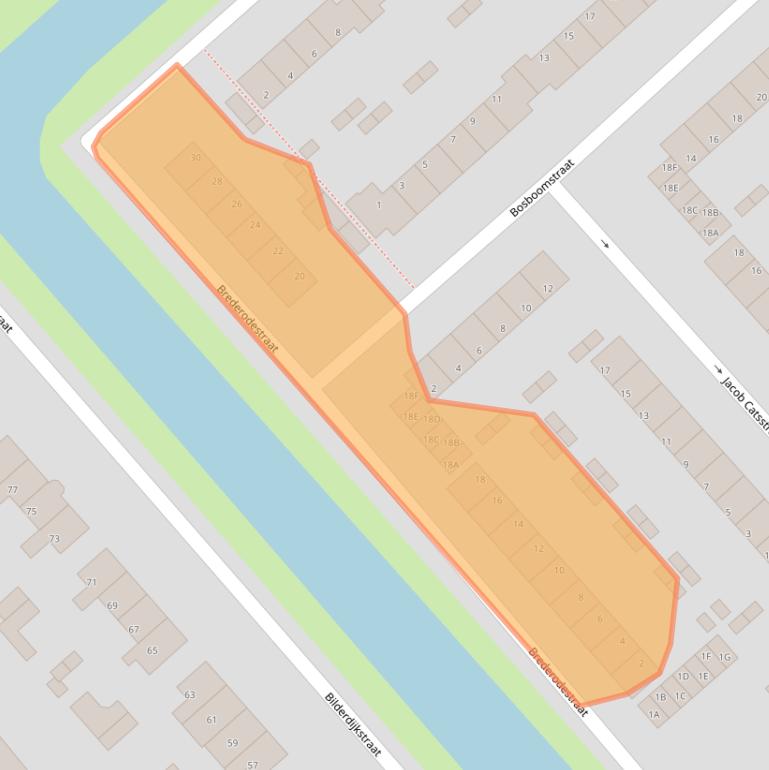 Kaart van postcodegebied 1702EG.