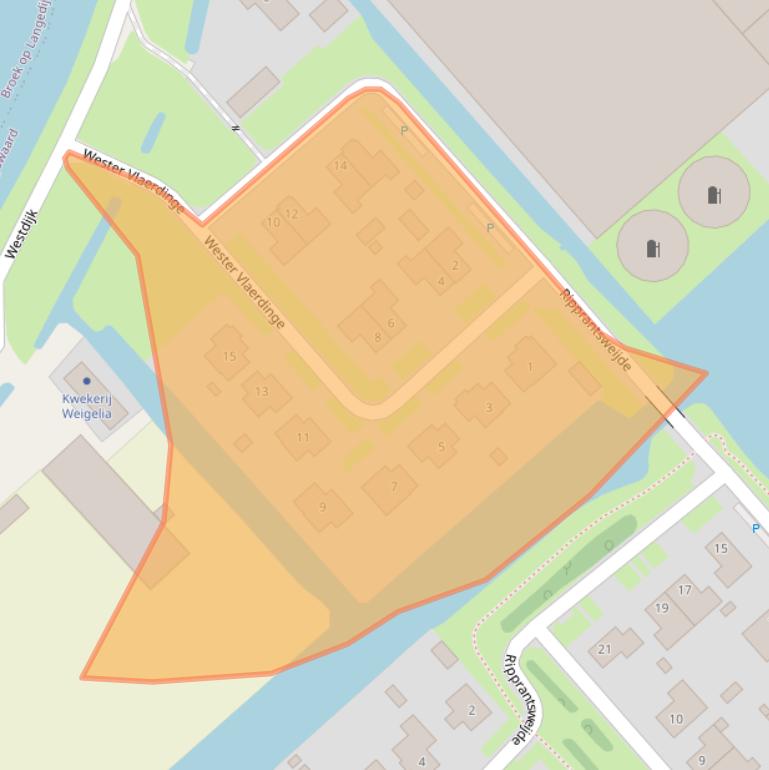 Kaart van postcodegebied 1704MS.