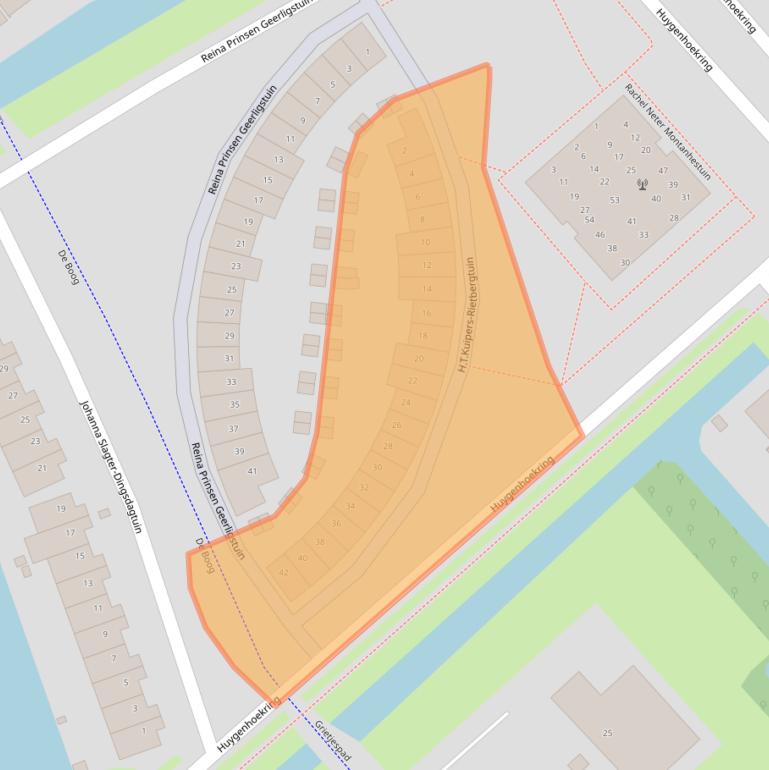 Kaart van postcodegebied 1705HJ.