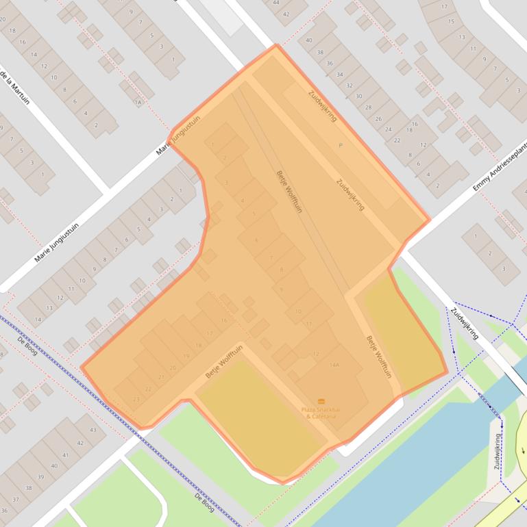 Kaart van postcodegebied 1705KA.