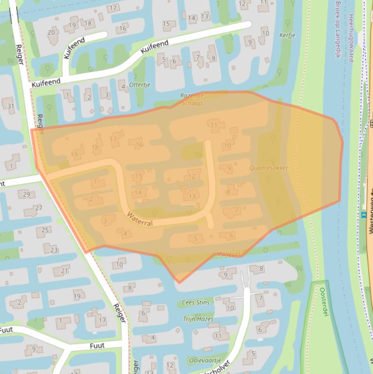 Kaart van postcodegebied 1721DX.