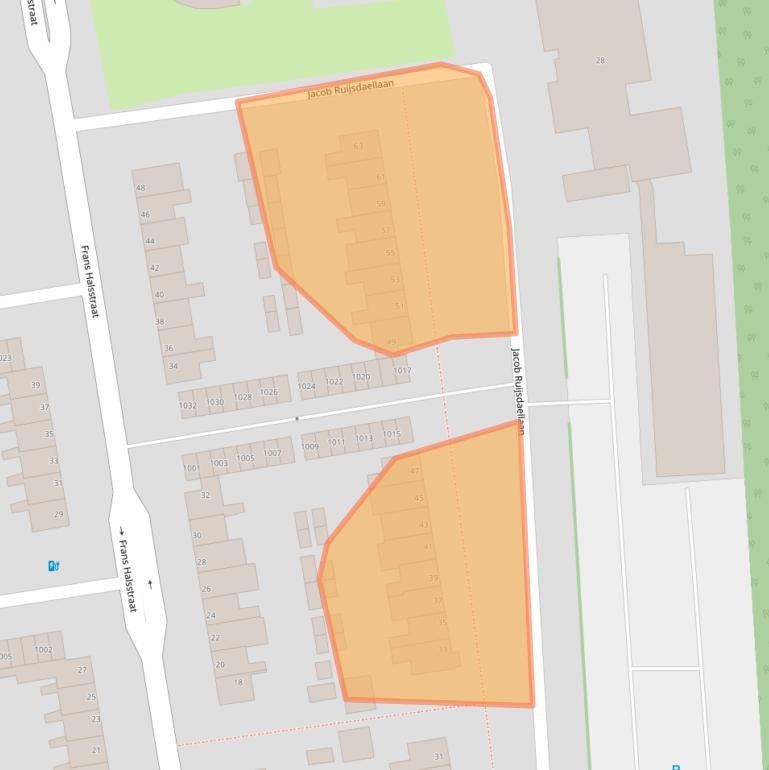 Kaart van postcodegebied 1741KV.