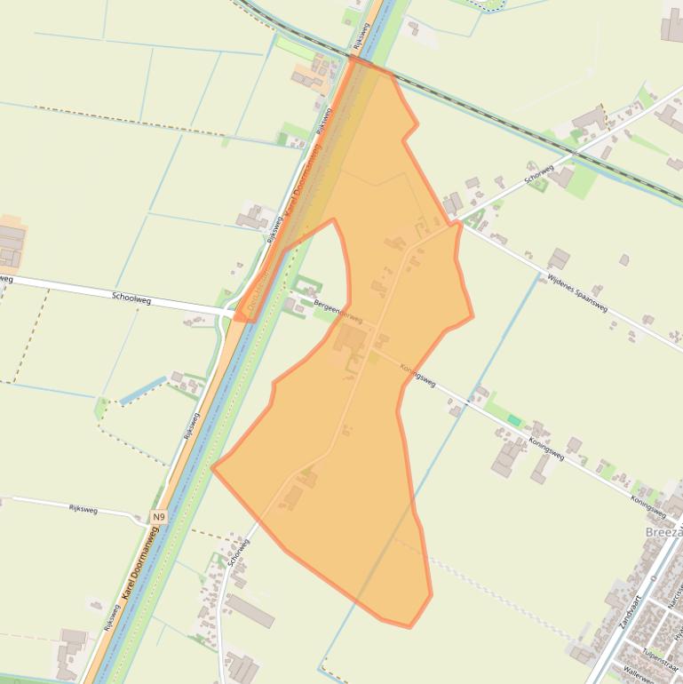 Kaart van postcodegebied 1764MC.