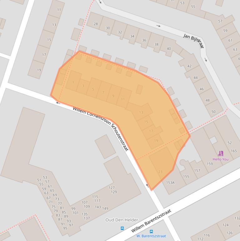 Kaart van postcodegebied 1782VS.