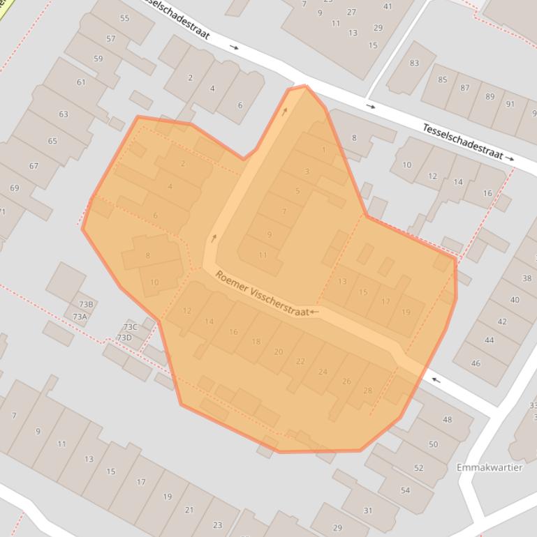 Kaart van postcodegebied 1814EL.