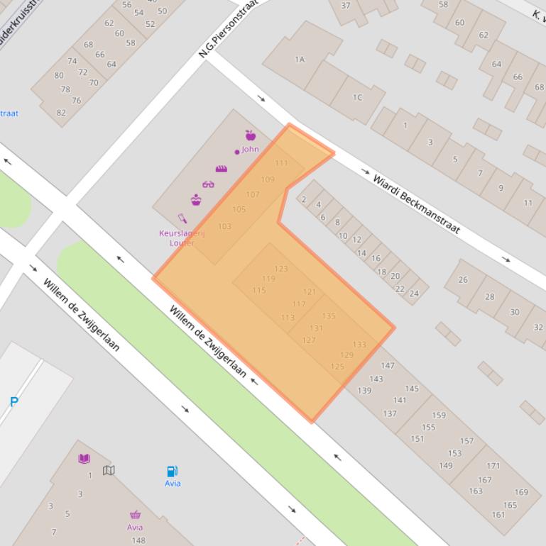 Kaart van postcodegebied 1814KA.