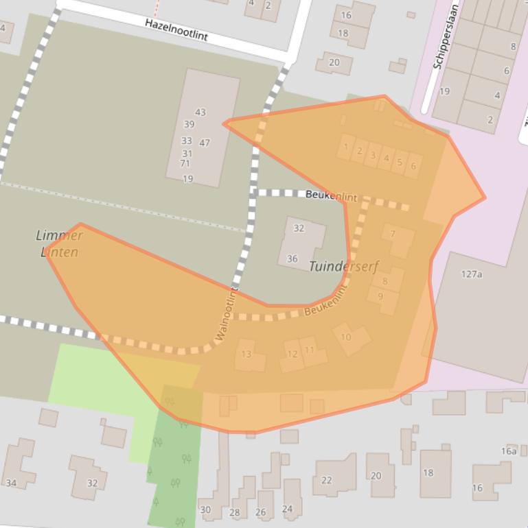 Kaart van postcodegebied 1906KM.