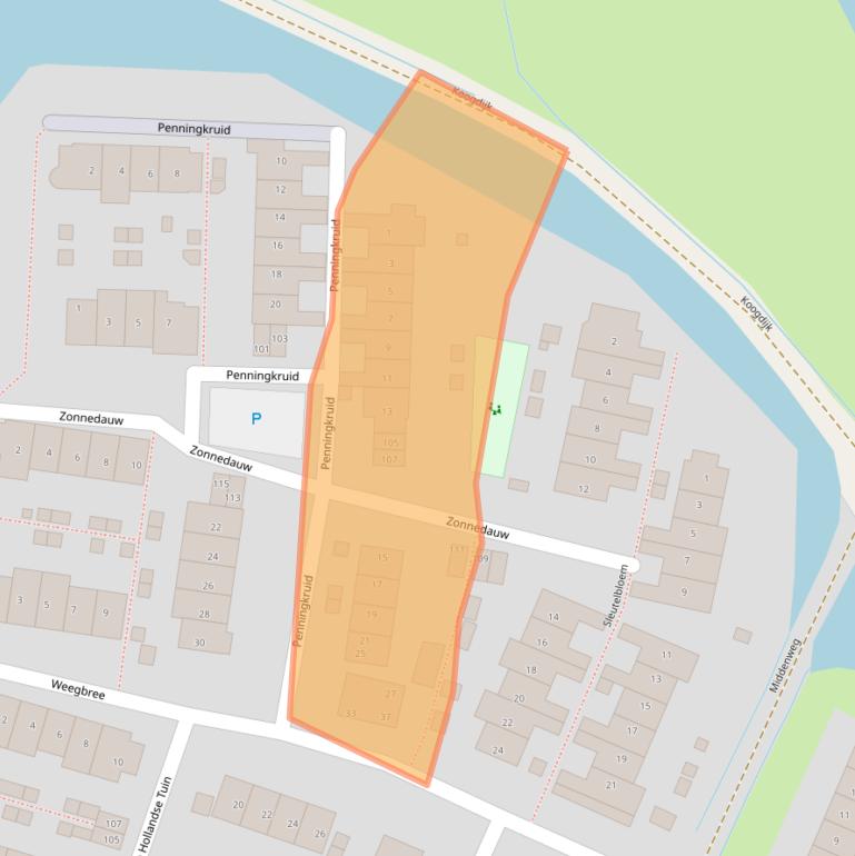 Kaart van postcodegebied 1911PV.