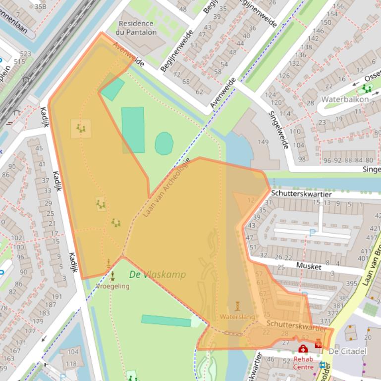 Kaart van postcodegebied 1967KB.