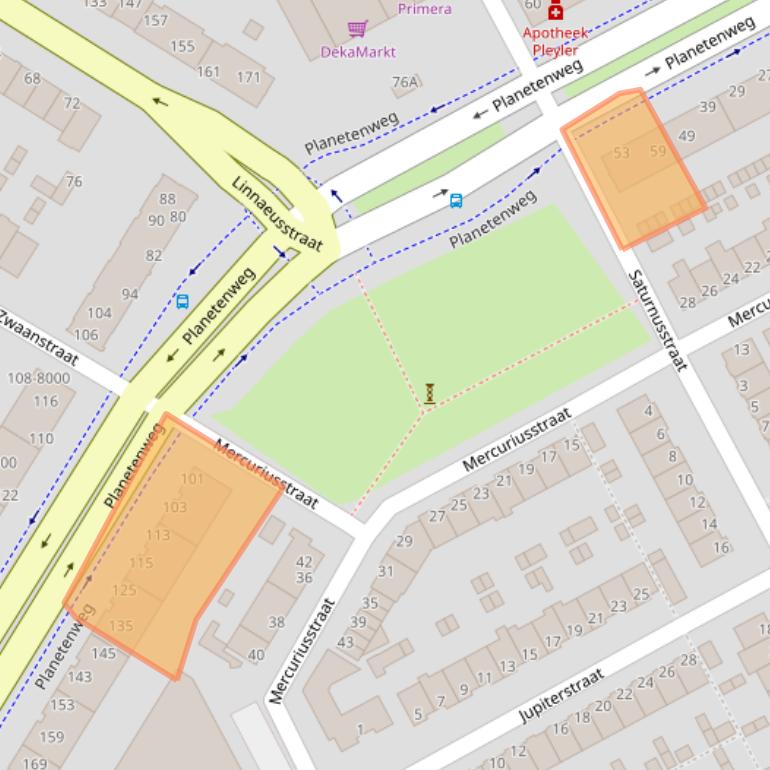 Kaart van postcodegebied 1973BB.