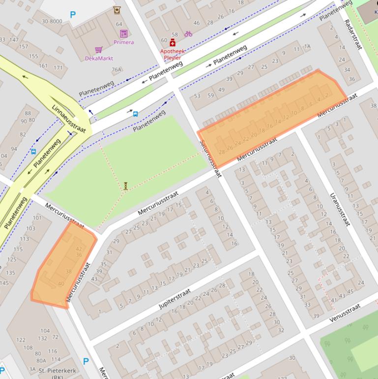 Kaart van postcodegebied 1973XB.