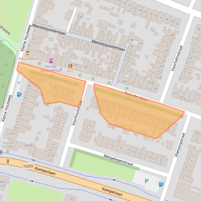 Kaart van postcodegebied 2012BJ.