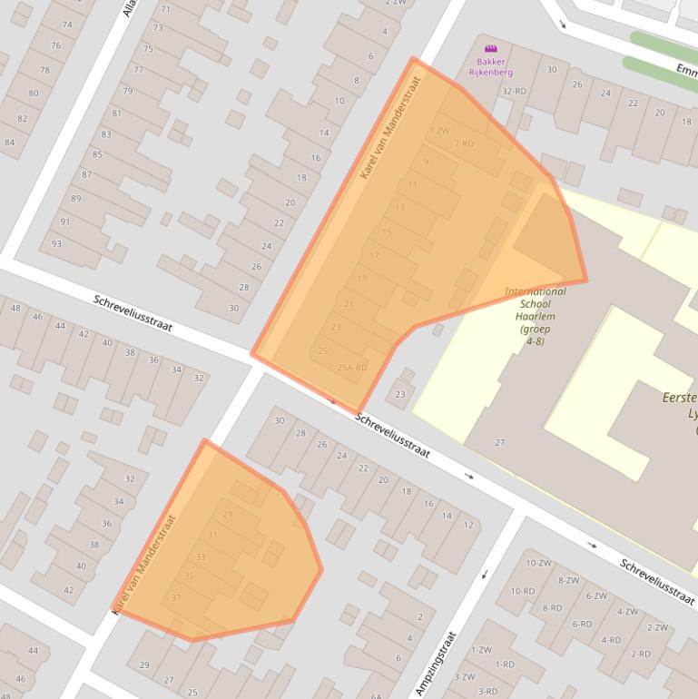 Kaart van postcodegebied 2014VB.